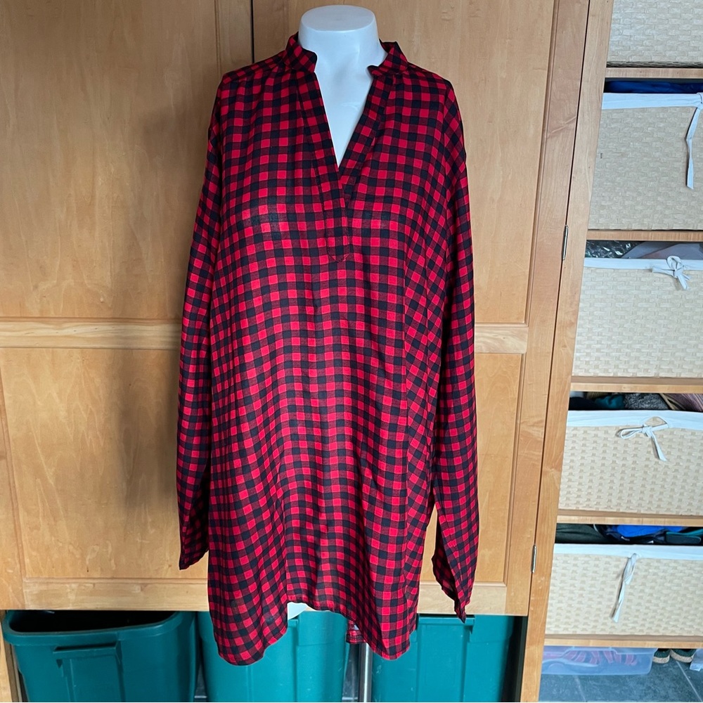 Meaveor 100%Rayon Buffalo Plaid Blouse